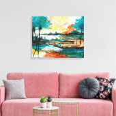 Kleurrijke Abstracte Landscape Stretched Canvas Pr Afdruk (Insitu (Woonkamer))