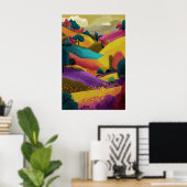 Kleurrijke Abstracte Landschapskunst Moderne Heuve Poster (Thuiskantoor)