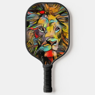 Kleurrijke Abstracte leeuw Uitdagend hard Pickleball Paddle