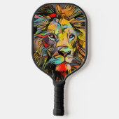 Kleurrijke Abstracte leeuw | Uitdagend hard Pickleball Paddle (Achterkant)