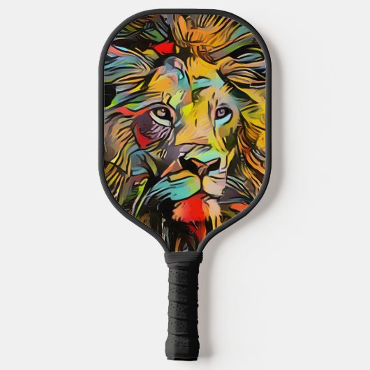 Kleurrijke Abstracte leeuw | Uitdagend hard Pickleball Paddle (Achterkant)