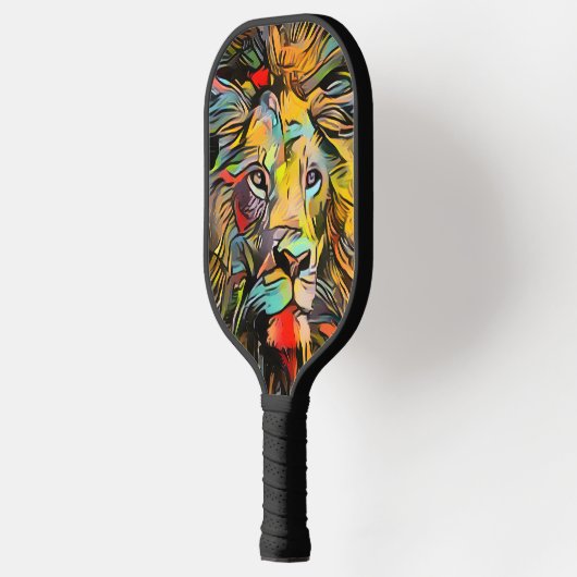 Kleurrijke Abstracte leeuw | Uitdagend hard Pickleball Paddle (Links)