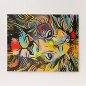 Kleurrijke Abstracte leeuw | Uitdagende harde Jigz Legpuzzel (Horizontaal)