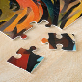 Kleurrijke Abstracte leeuw | Uitdagende harde Jigz Legpuzzel (Zijkant)