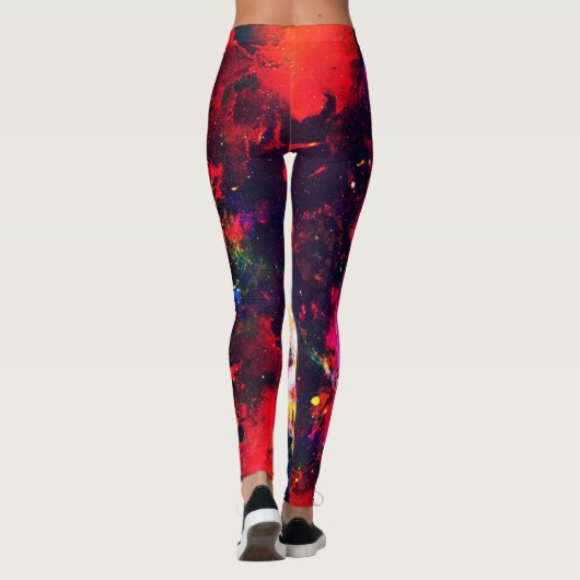 Kleurrijke Abstracte Leggings met neonruimte-sterr (Achterkant)