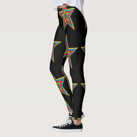 Kleurrijke Abstracte Leggings: rood, blauw, zwarte Leggings (Links)