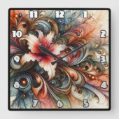 Kleurrijke Abstracte lelie met artistieke wervelin Vierkante Klok (Voorkant)
