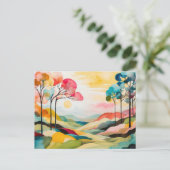 Kleurrijke Abstracte lente Waterverf Briefkaart (Staand voorkant)