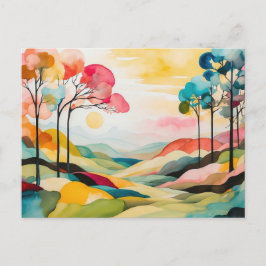 Kleurrijke Abstracte lente Waterverf Briefkaart