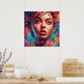 Kleurrijke Abstracte levendige illustratie Poster (Keuken)