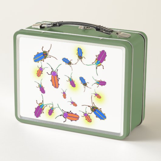 Kleurrijke Abstracte Lightning Bugs Lunch Box (Achterkant)