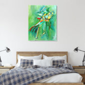 Kleurrijke Abstracte lijn Fine Art Groen Rood Geel Canvas Afdruk (Insitu (Slaapkamer))