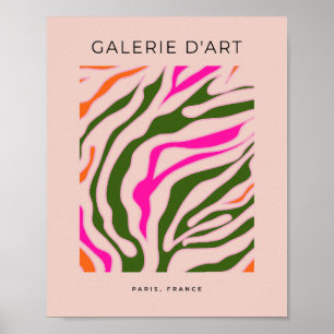 Kleurrijke Abstracte lijn Groen Roze Sinaasappel Poster