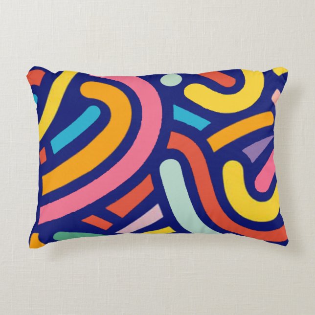 Kleurrijke Abstracte Lijnen Kussen (Voorkant)