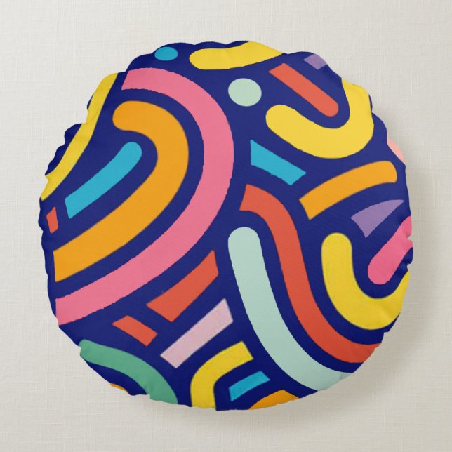 Kleurrijke Abstracte Lijnen Kussen (Voorkant)