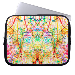 Kleurrijke abstracte lijnen kussen laptop sleeve