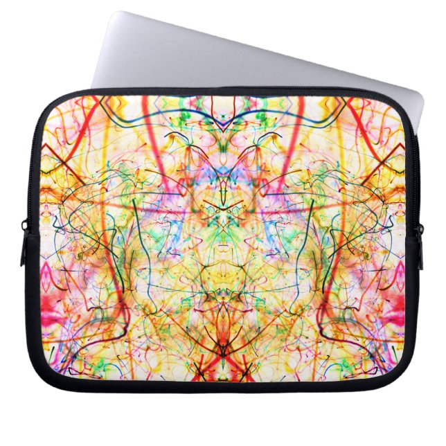 Kleurrijke abstracte lijnen kussen laptop sleeve (Voorkant)