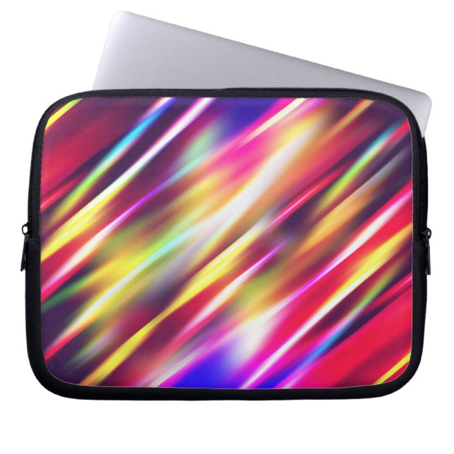 Kleurrijke abstracte lijnen kussen laptop sleeve (Voorkant)