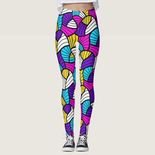 Kleurrijke Abstracte Lijnen Naadloze Patroon Leggings (Voorkant)