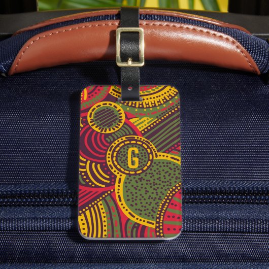 Kleurrijke Abstracte lijnen | Roze Paars geel groe Bagagelabel (Voorkant Insitu 2)