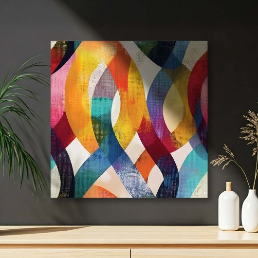 Kleurrijke Abstracte Lintwervelingen Canvas Afdruk