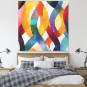 Kleurrijke Abstracte Lintwervelingen Canvas Afdruk (Insitu (Slaapkamer))