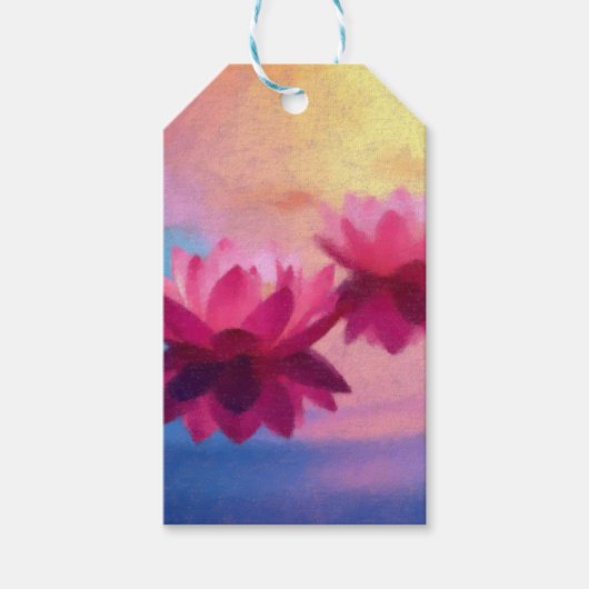 Kleurrijke Abstracte Lotus Flowers Cadeaulabel (Voorkant)