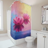 Kleurrijke Abstracte Lotus Flowers Douchegordijn (In situ)