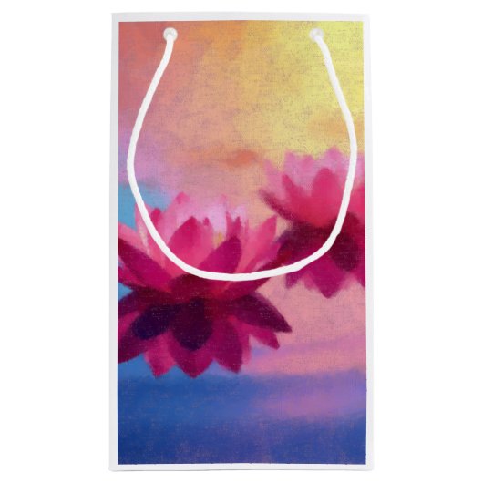 Kleurrijke Abstracte Lotus Flowers Klein Cadeauzakje (Achterkant)