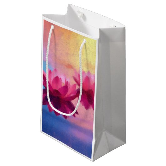 Kleurrijke Abstracte Lotus Flowers Klein Cadeauzakje (Voorkant Gekanteld)