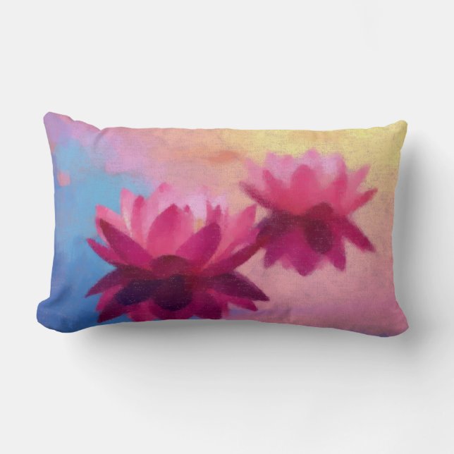 Kleurrijke Abstracte Lotus Flowers Kussen (Voorkant)