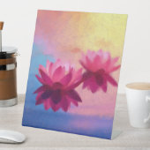 Kleurrijke Abstracte Lotus Flowers Reclamebord Met Voetstuk (Insitu)