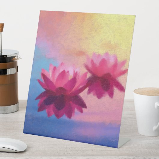 Kleurrijke Abstracte Lotus Flowers Reclamebord Met Voetstuk (Insitu)