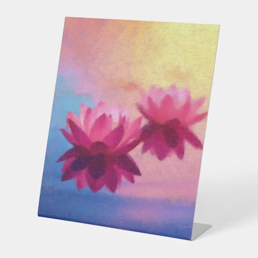Kleurrijke Abstracte Lotus Flowers Reclamebord Met Voetstuk (Voorkant)