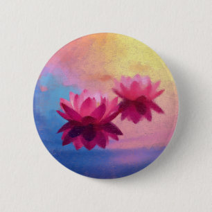 Kleurrijke Abstracte Lotus Flowers Ronde Button 5,7 Cm