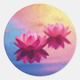Kleurrijke Abstracte Lotus Flowers Ronde Sticker