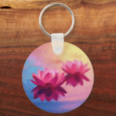 Kleurrijke Abstracte Lotus Flowers Sleutelhanger (Achterkant)