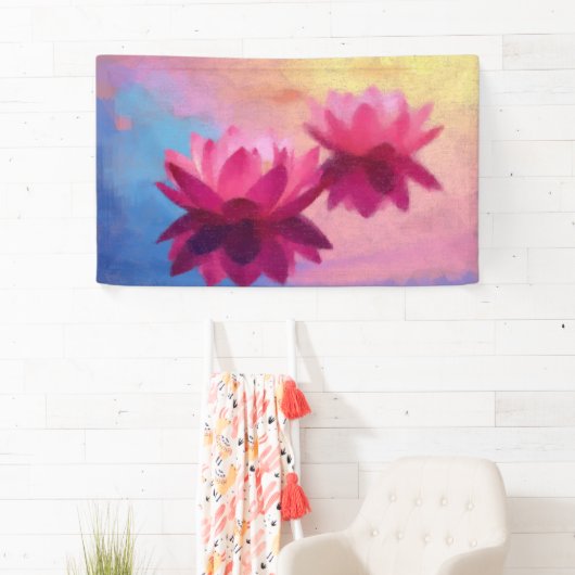 Kleurrijke Abstracte Lotus Flowers Spandoek (Insitu)