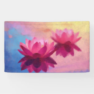 Kleurrijke Abstracte Lotus Flowers Spandoek