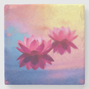Kleurrijke Abstracte Lotus Flowers Stenen Onderzetter