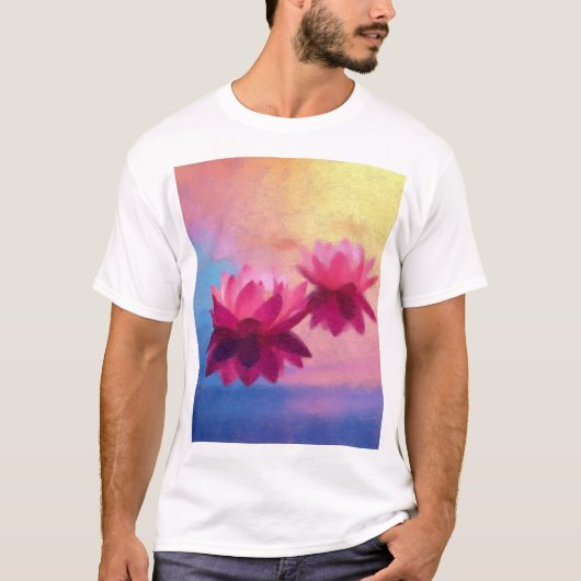 Kleurrijke Abstracte Lotus Flowers T-shirt (Voorkant)