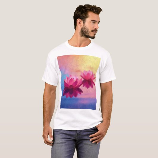 Kleurrijke Abstracte Lotus Flowers T-shirt (Voorkant volledig)