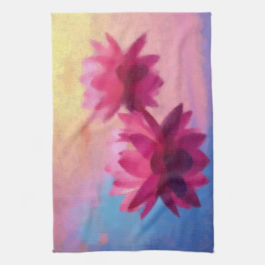 Kleurrijke Abstracte Lotus Flowers Theedoek (Verticaal)