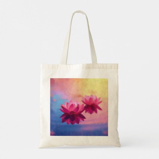 Kleurrijke Abstracte Lotus Flowers Tote Bag (Achterkant)