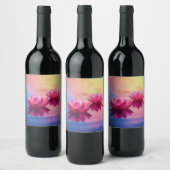 Kleurrijke Abstracte Lotus Flowers Wijn Etiket (Flessen)