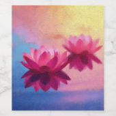 Kleurrijke Abstracte Lotus Flowers Wijn Etiket (Enkel label)