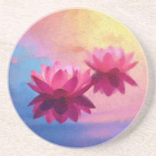 Kleurrijke Abstracte Lotus Flowers Zandsteen Onderzetter (Voorkant)