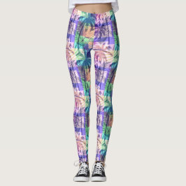 Kleurrijke Abstracte Luau Tropical Palm Trees Leggings