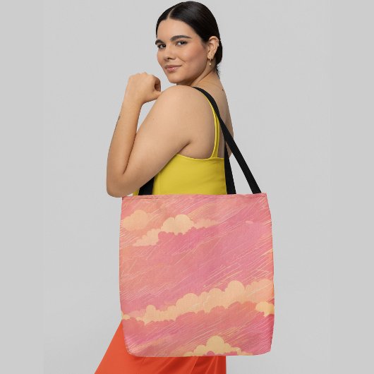 Kleurrijke abstracte lucht met pluizige gele wolke tote bag