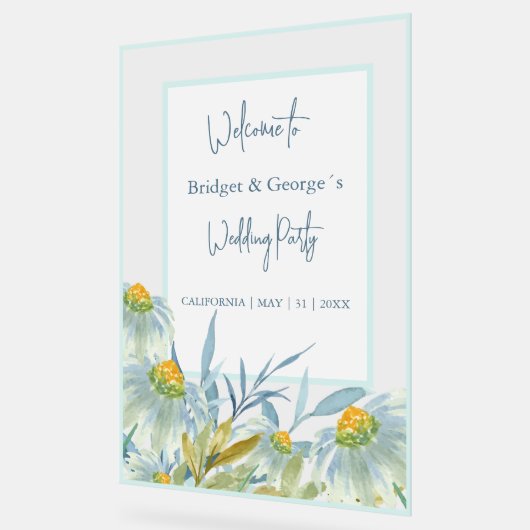 Kleurrijke abstracte madeliefje Frosted bruiloft W Acryl Bord (Hoek)